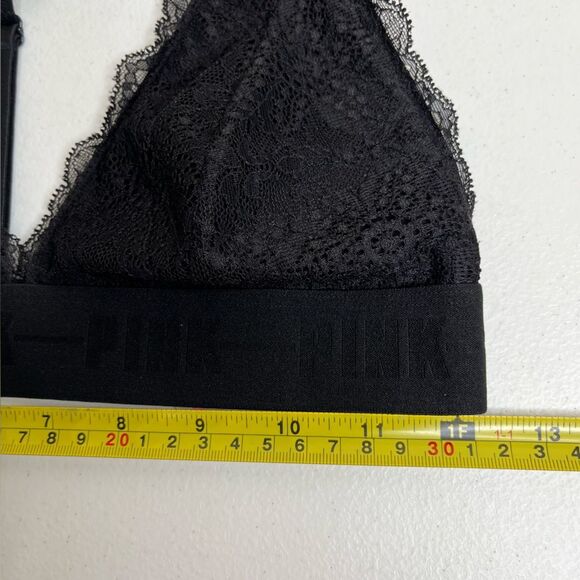 Pink Victorias Secret Black Lace Bralette Racer Halter T Back Women Size Small - Picture 15 of 16